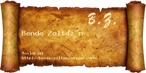 Bende Zoltán névjegykártya