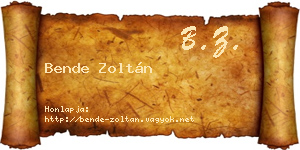 Bende Zoltán névjegykártya